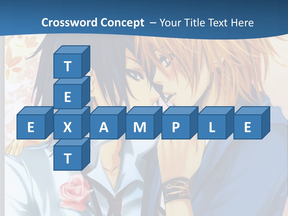 A Couple Of Anime Characters Kissing In Front Of A Blue Background PowerPoint Template