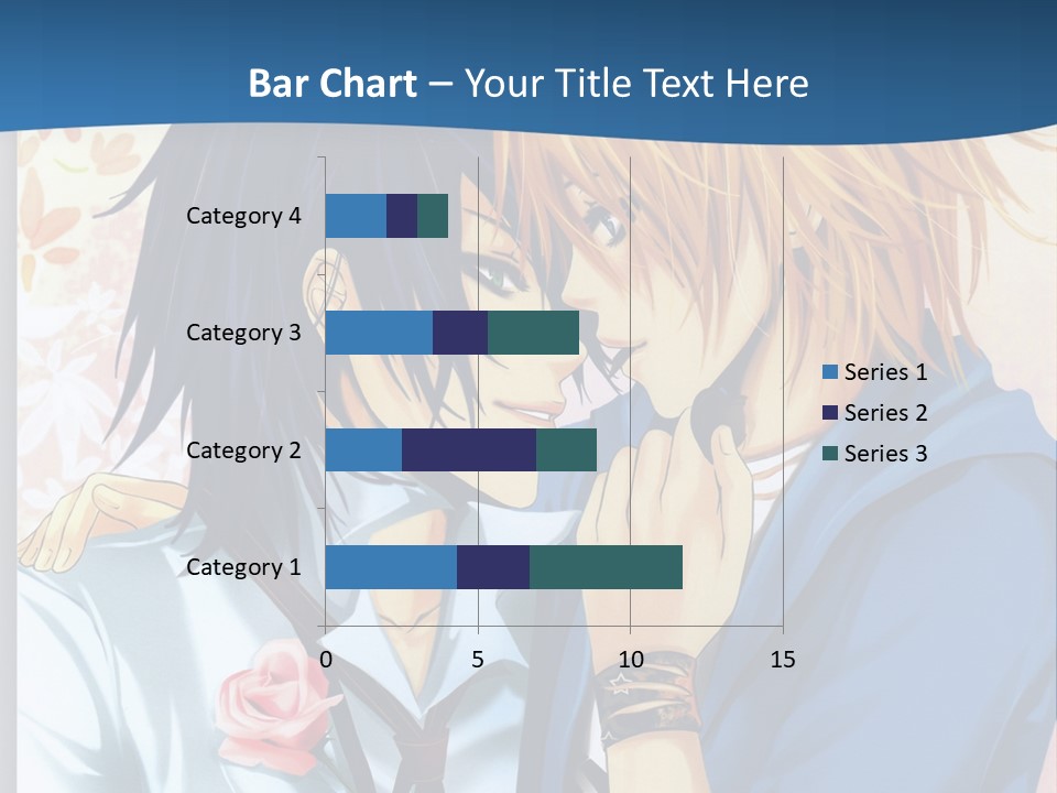 A Couple Of Anime Characters Kissing In Front Of A Blue Background PowerPoint Template