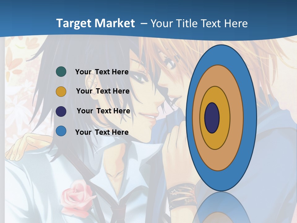 A Couple Of Anime Characters Kissing In Front Of A Blue Background PowerPoint Template