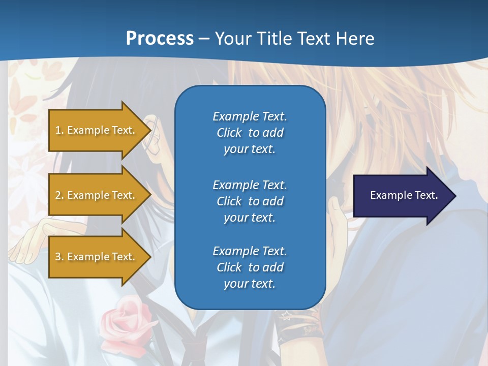 A Couple Of Anime Characters Kissing In Front Of A Blue Background PowerPoint Template