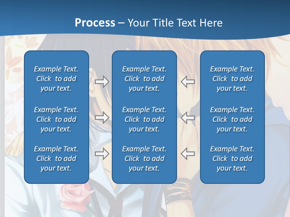 A Couple Of Anime Characters Kissing In Front Of A Blue Background PowerPoint Template