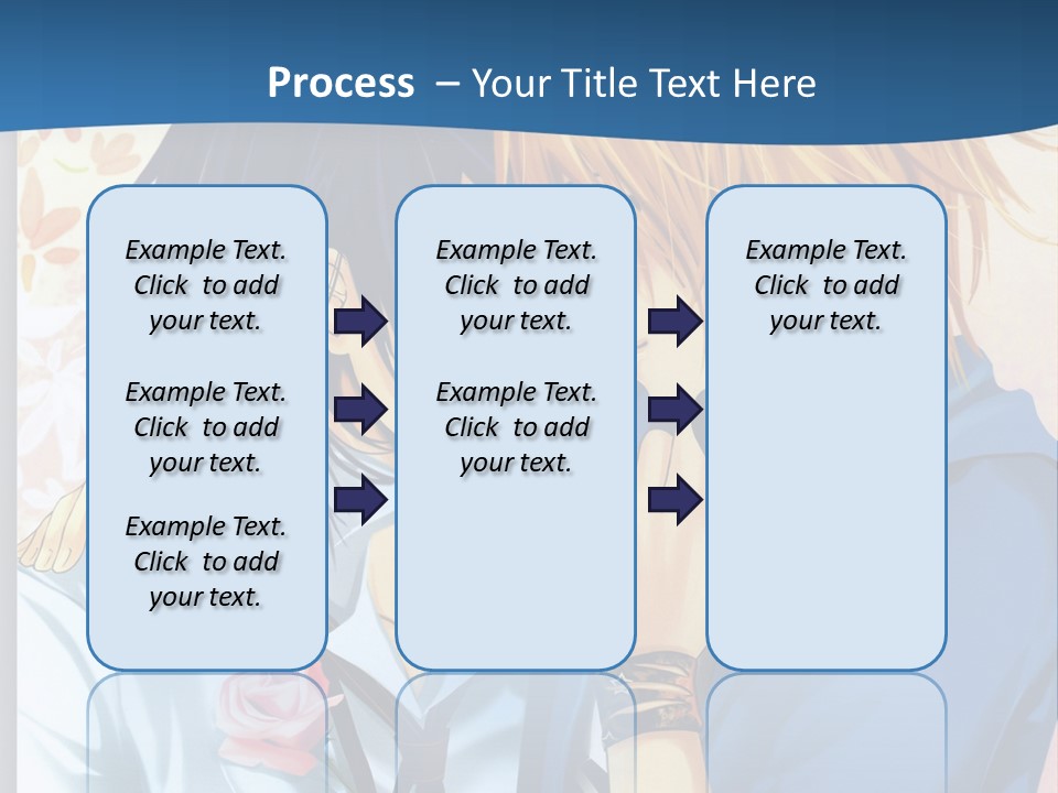 A Couple Of Anime Characters Kissing In Front Of A Blue Background PowerPoint Template