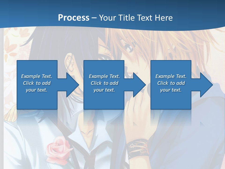 A Couple Of Anime Characters Kissing In Front Of A Blue Background PowerPoint Template