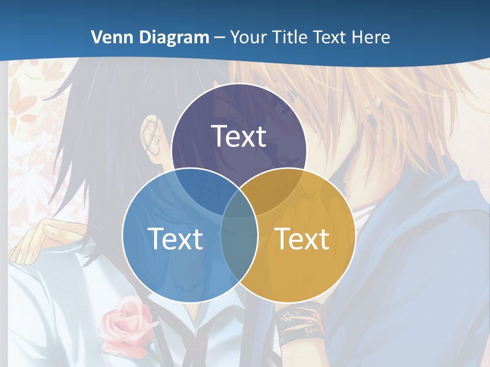 A Couple Of Anime Characters Kissing In Front Of A Blue Background PowerPoint Template