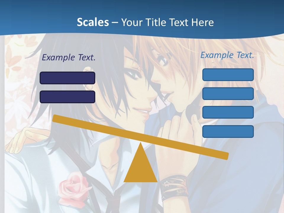 A Couple Of Anime Characters Kissing In Front Of A Blue Background PowerPoint Template