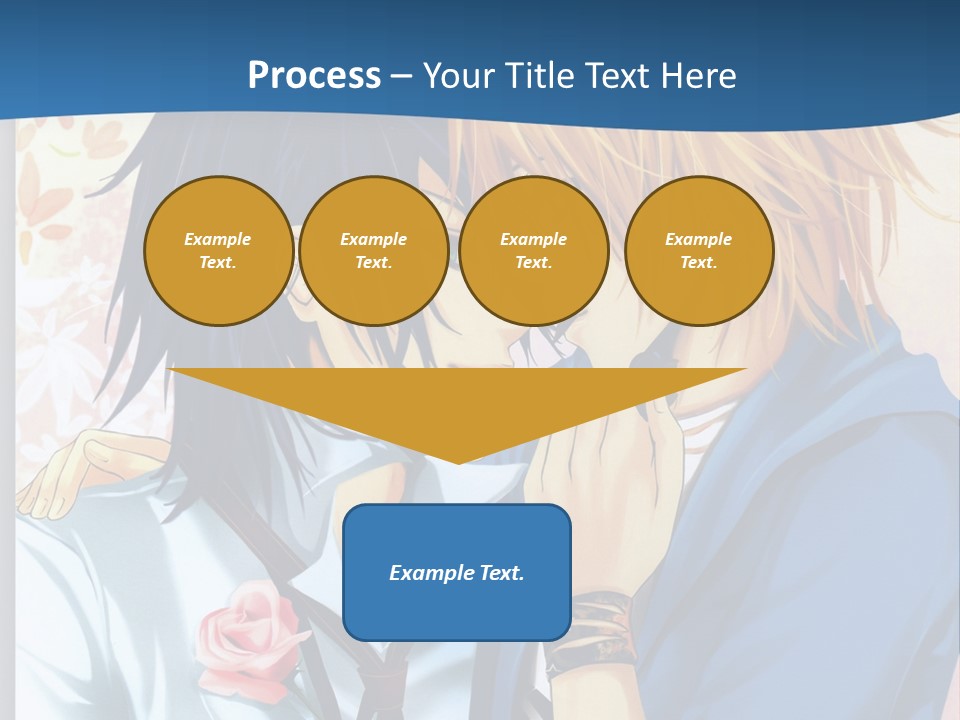 A Couple Of Anime Characters Kissing In Front Of A Blue Background PowerPoint Template