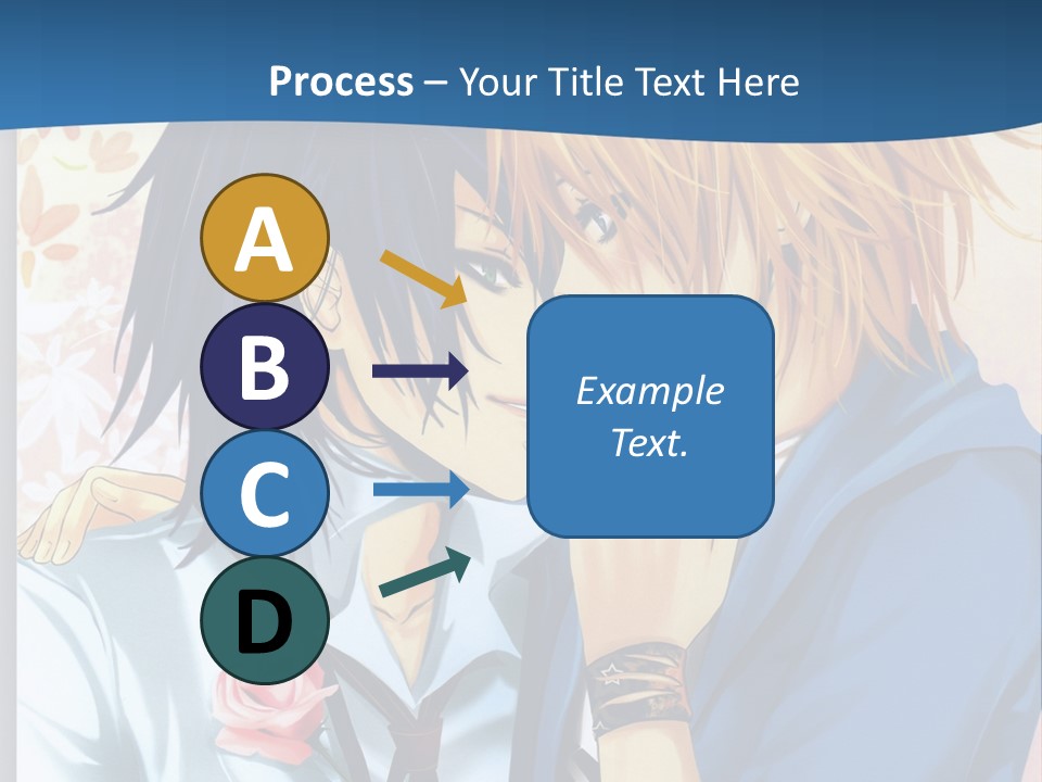 A Couple Of Anime Characters Kissing In Front Of A Blue Background PowerPoint Template