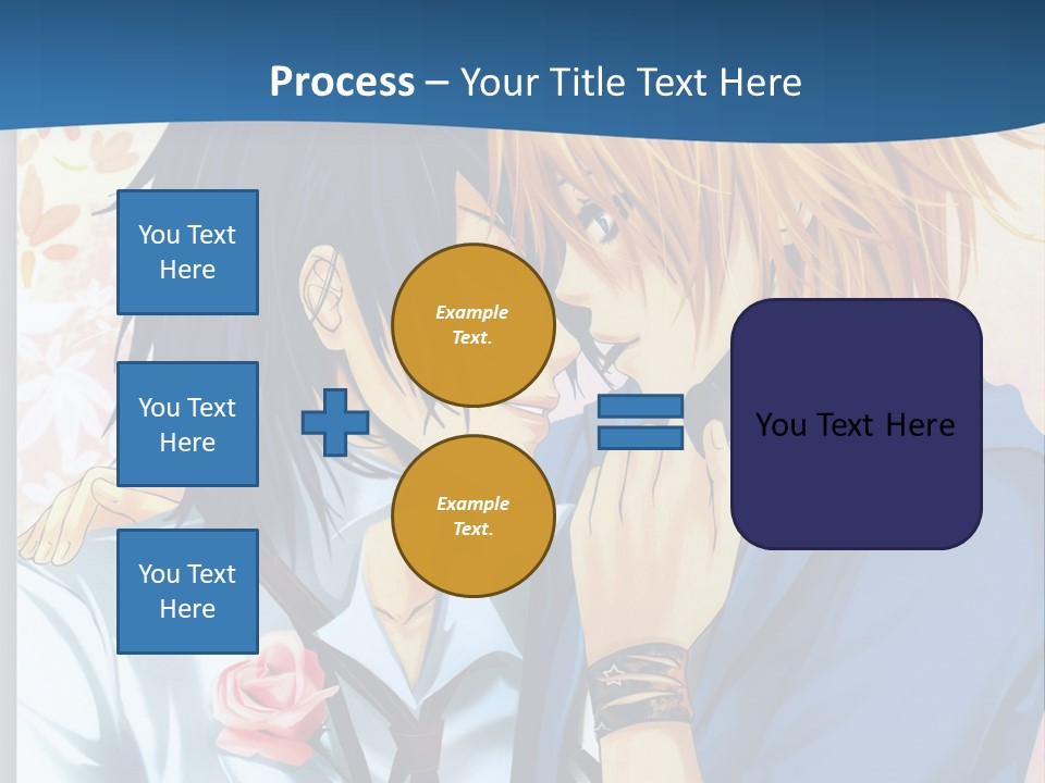 A Couple Of Anime Characters Kissing In Front Of A Blue Background PowerPoint Template