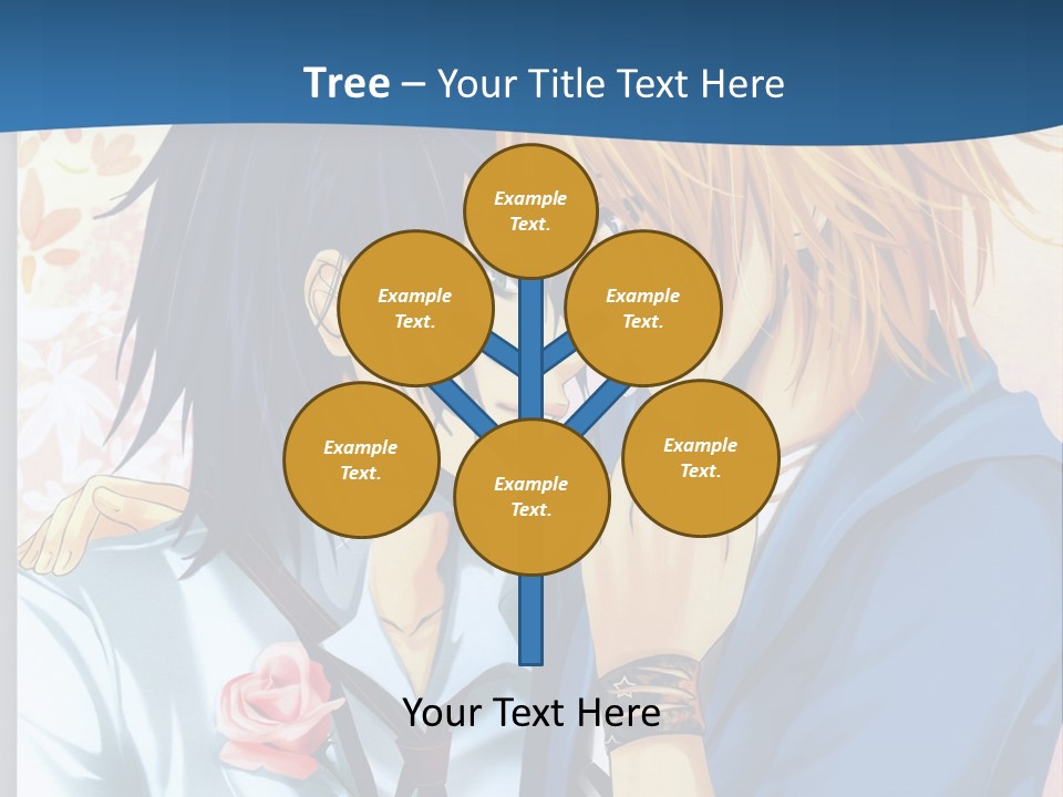 A Couple Of Anime Characters Kissing In Front Of A Blue Background PowerPoint Template