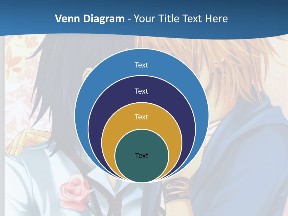 A Couple Of Anime Characters Kissing In Front Of A Blue Background PowerPoint Template