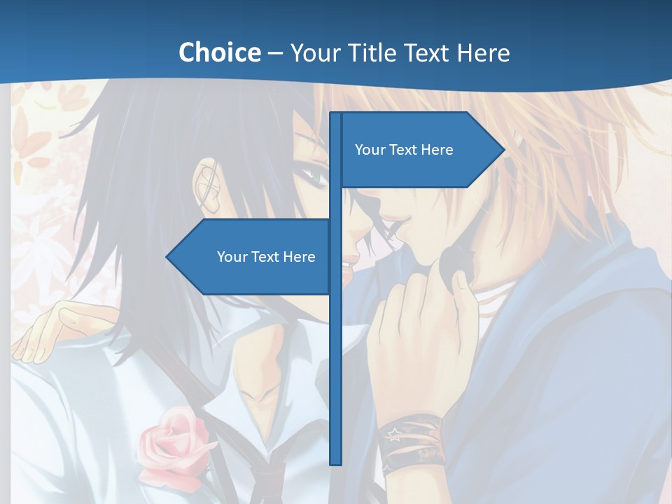 A Couple Of Anime Characters Kissing In Front Of A Blue Background PowerPoint Template