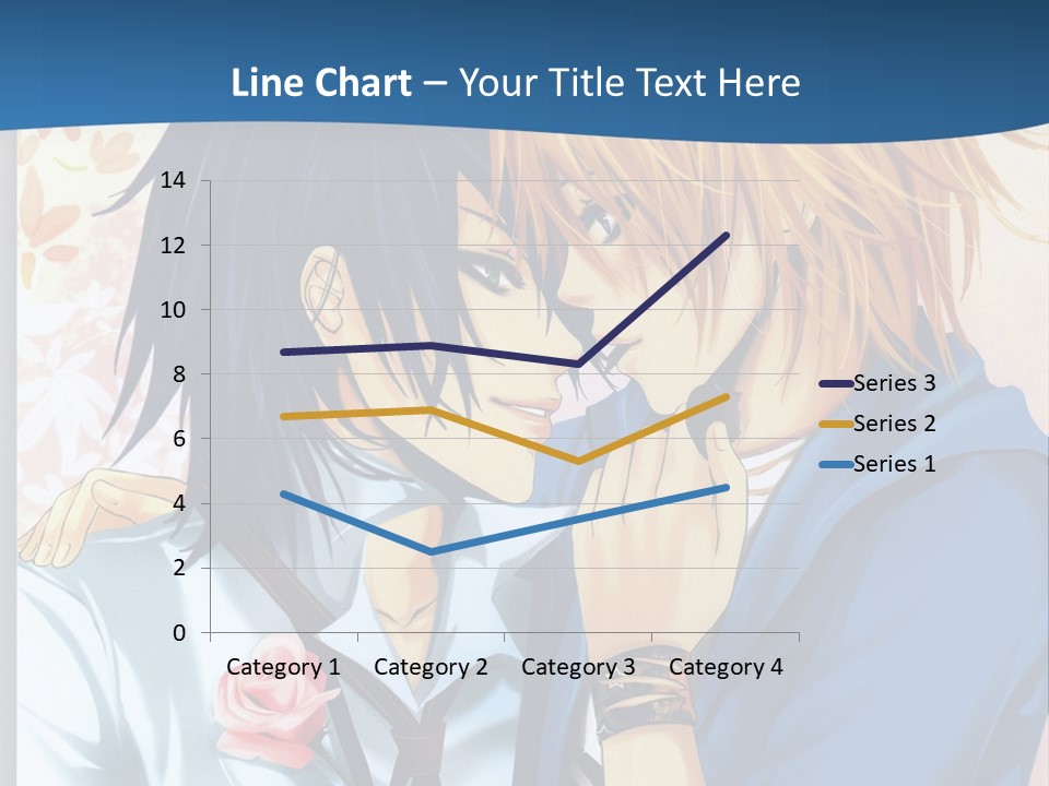 A Couple Of Anime Characters Kissing In Front Of A Blue Background PowerPoint Template
