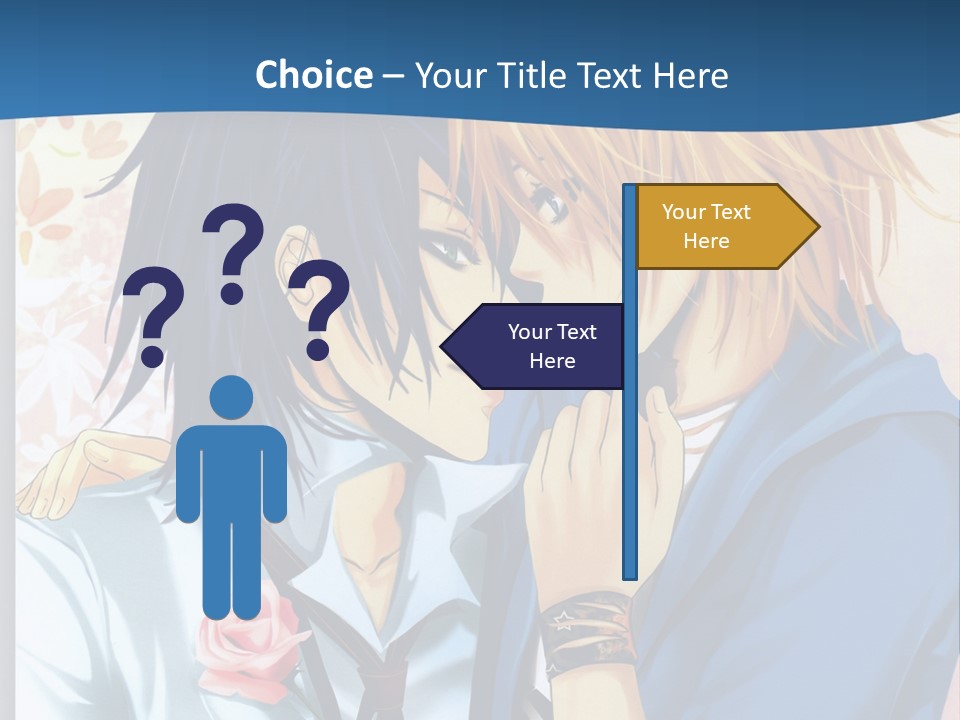 A Couple Of Anime Characters Kissing In Front Of A Blue Background PowerPoint Template