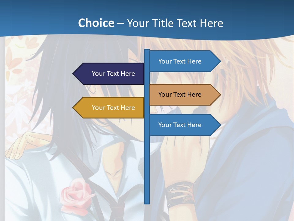 A Couple Of Anime Characters Kissing In Front Of A Blue Background PowerPoint Template