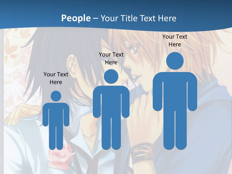A Couple Of Anime Characters Kissing In Front Of A Blue Background PowerPoint Template