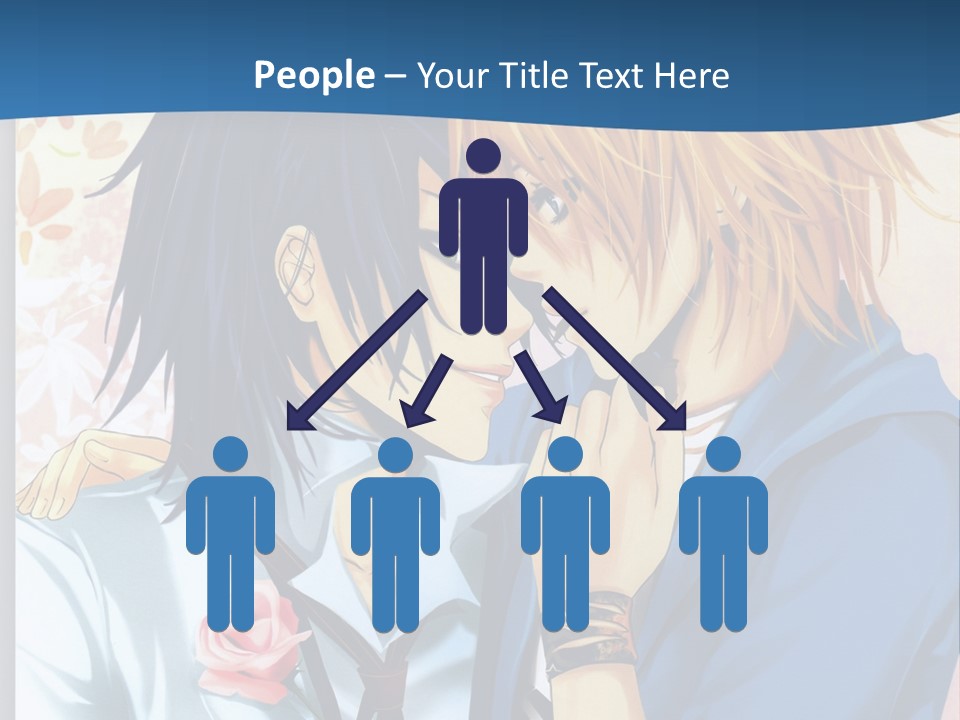 A Couple Of Anime Characters Kissing In Front Of A Blue Background PowerPoint Template