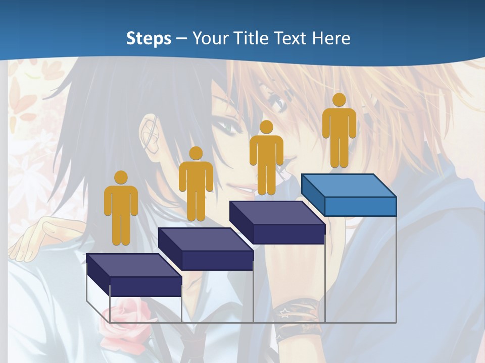 A Couple Of Anime Characters Kissing In Front Of A Blue Background PowerPoint Template