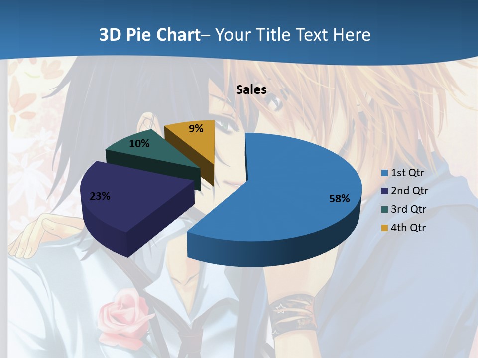 A Couple Of Anime Characters Kissing In Front Of A Blue Background PowerPoint Template