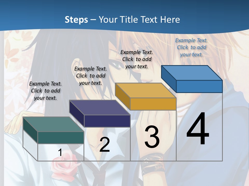 A Couple Of Anime Characters Kissing In Front Of A Blue Background PowerPoint Template