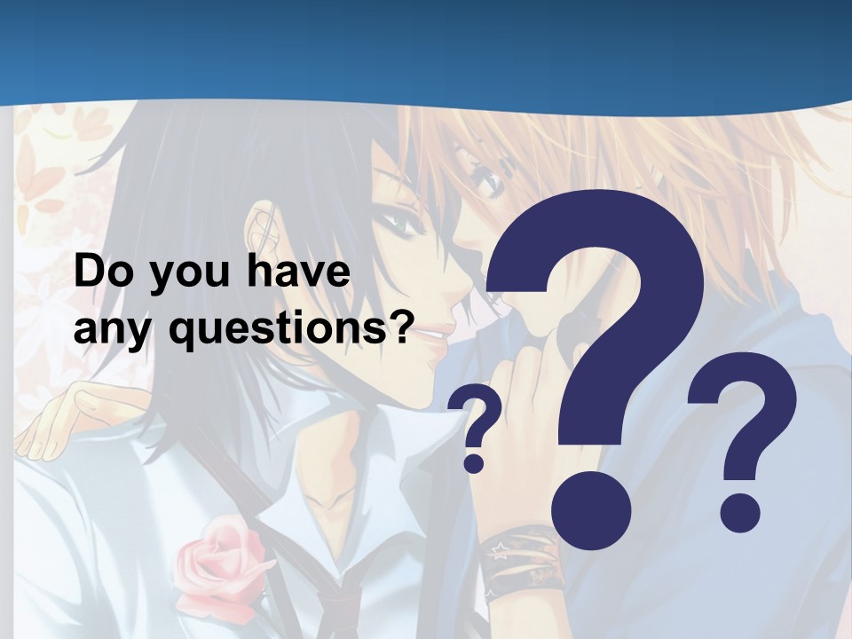 A Couple Of Anime Characters Kissing In Front Of A Blue Background PowerPoint Template