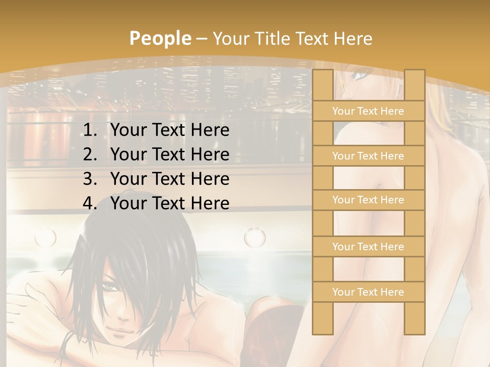 A Man And Woman In A Bathtub With City Lights In The Background PowerPoint Template