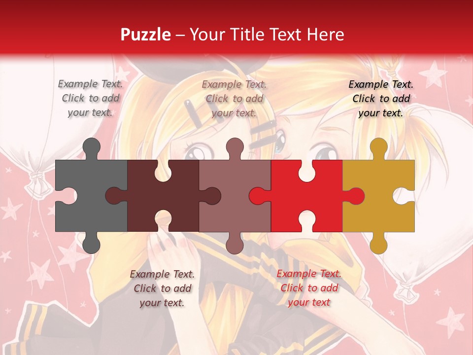 A Couple Of Anime Characters Hugging In Front Of A Red Background PowerPoint Template