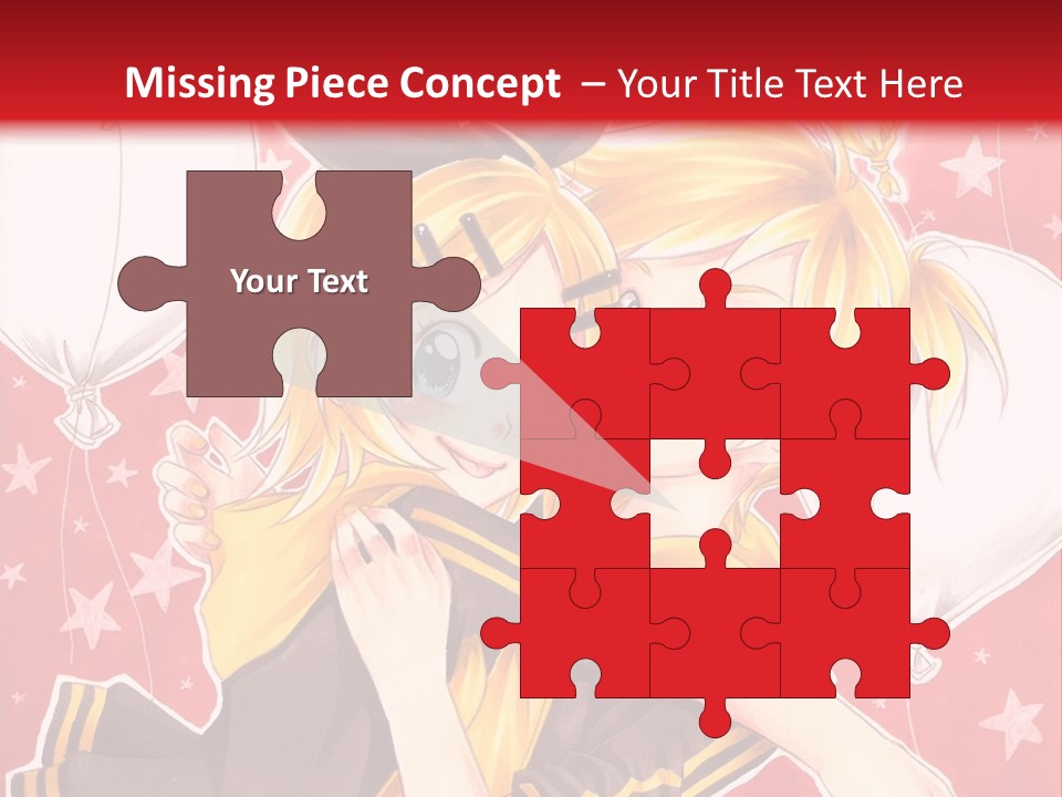 A Couple Of Anime Characters Hugging In Front Of A Red Background PowerPoint Template