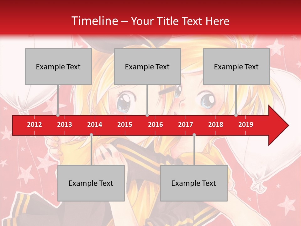 A Couple Of Anime Characters Hugging In Front Of A Red Background PowerPoint Template