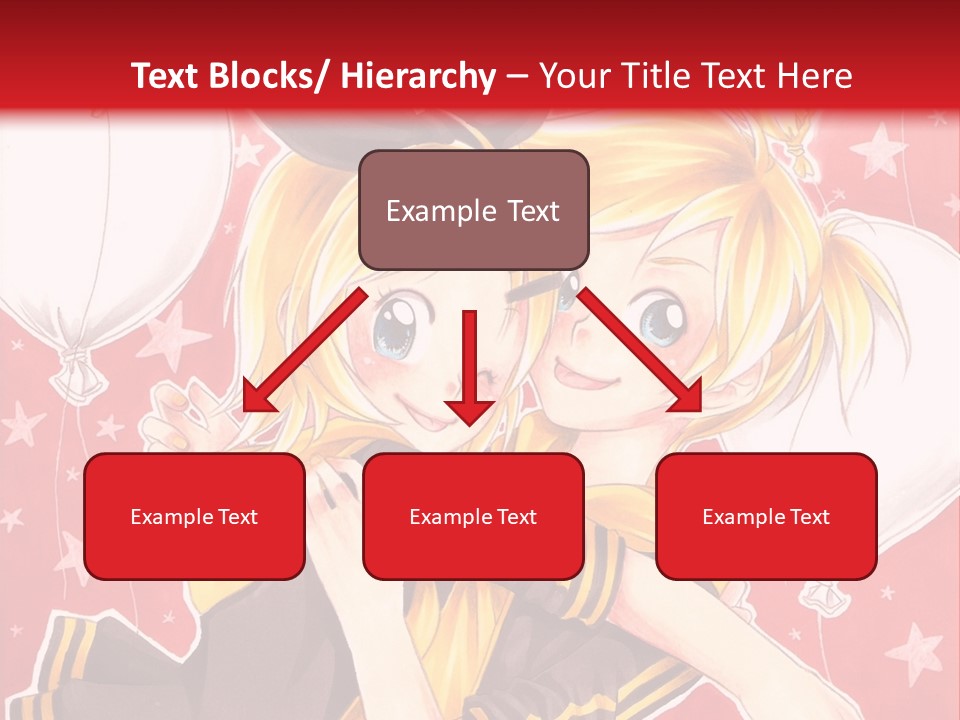 A Couple Of Anime Characters Hugging In Front Of A Red Background PowerPoint Template