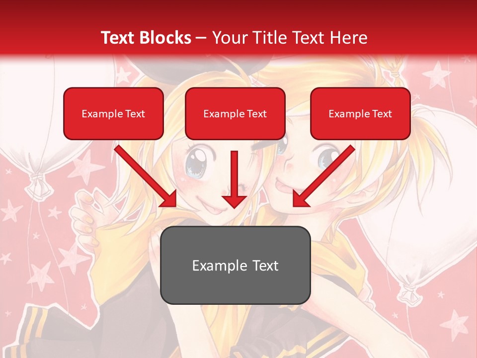 A Couple Of Anime Characters Hugging In Front Of A Red Background PowerPoint Template