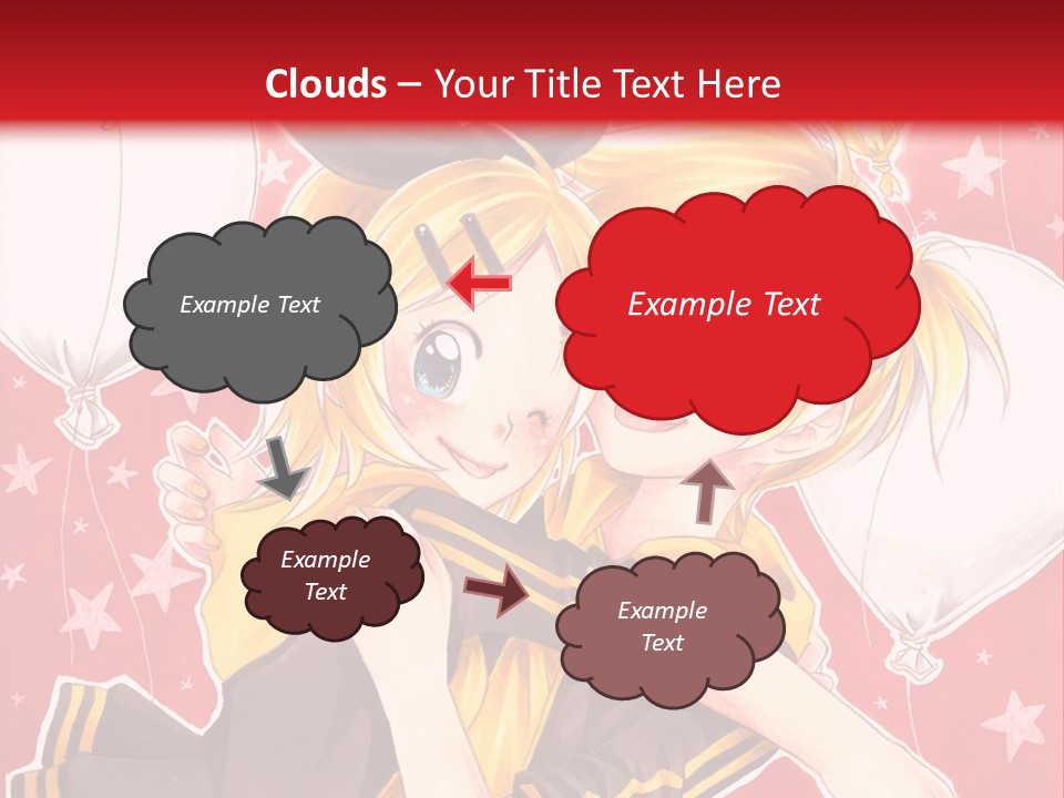 A Couple Of Anime Characters Hugging In Front Of A Red Background PowerPoint Template