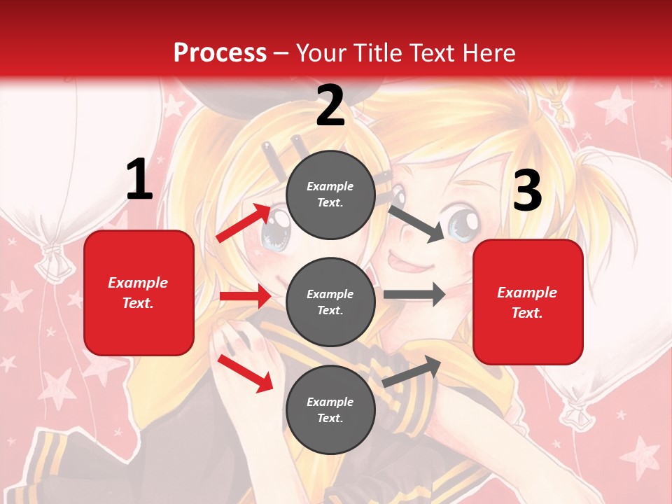 A Couple Of Anime Characters Hugging In Front Of A Red Background PowerPoint Template