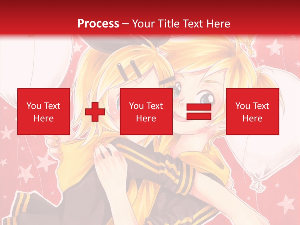 A Couple Of Anime Characters Hugging In Front Of A Red Background PowerPoint Template