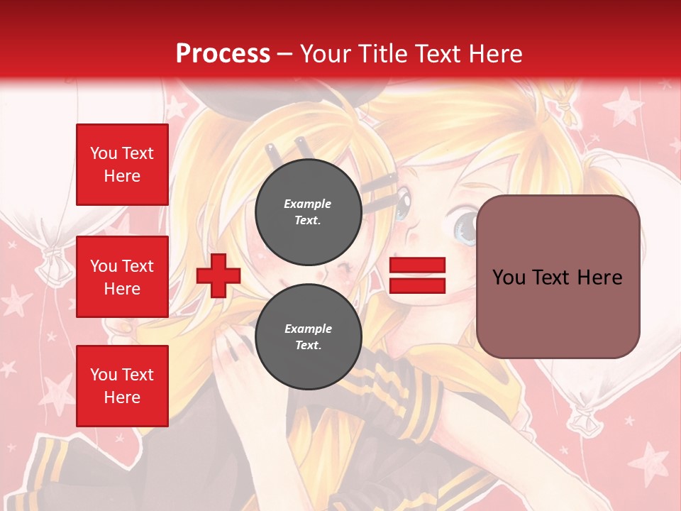 A Couple Of Anime Characters Hugging In Front Of A Red Background PowerPoint Template