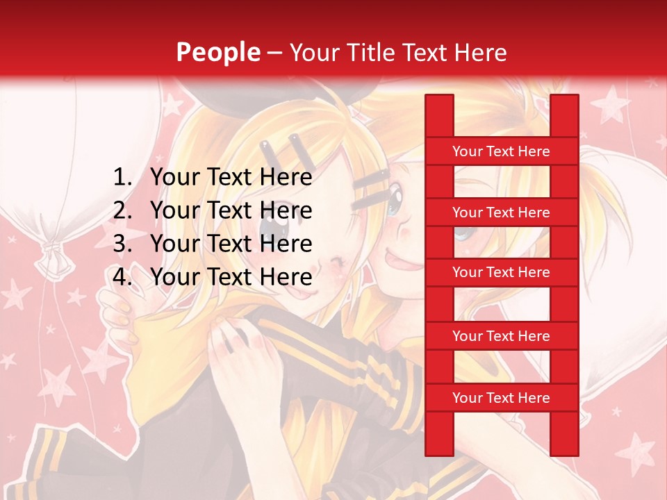 A Couple Of Anime Characters Hugging In Front Of A Red Background PowerPoint Template