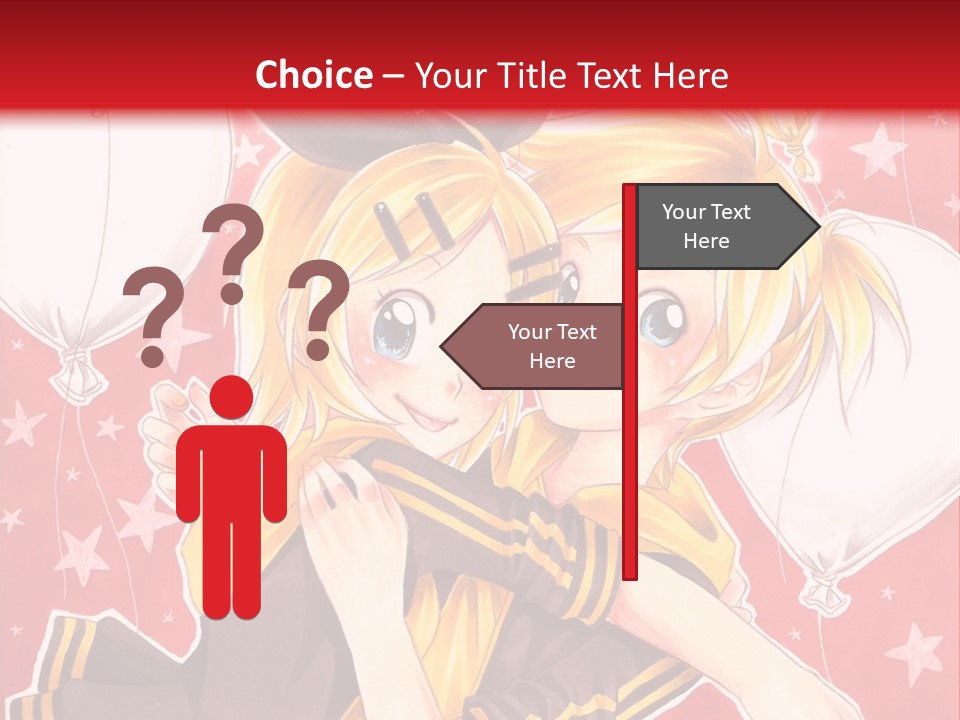 A Couple Of Anime Characters Hugging In Front Of A Red Background PowerPoint Template
