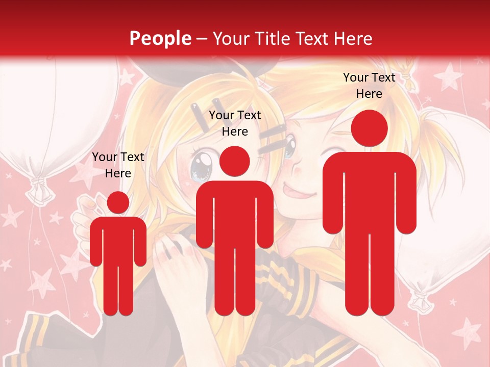 A Couple Of Anime Characters Hugging In Front Of A Red Background PowerPoint Template