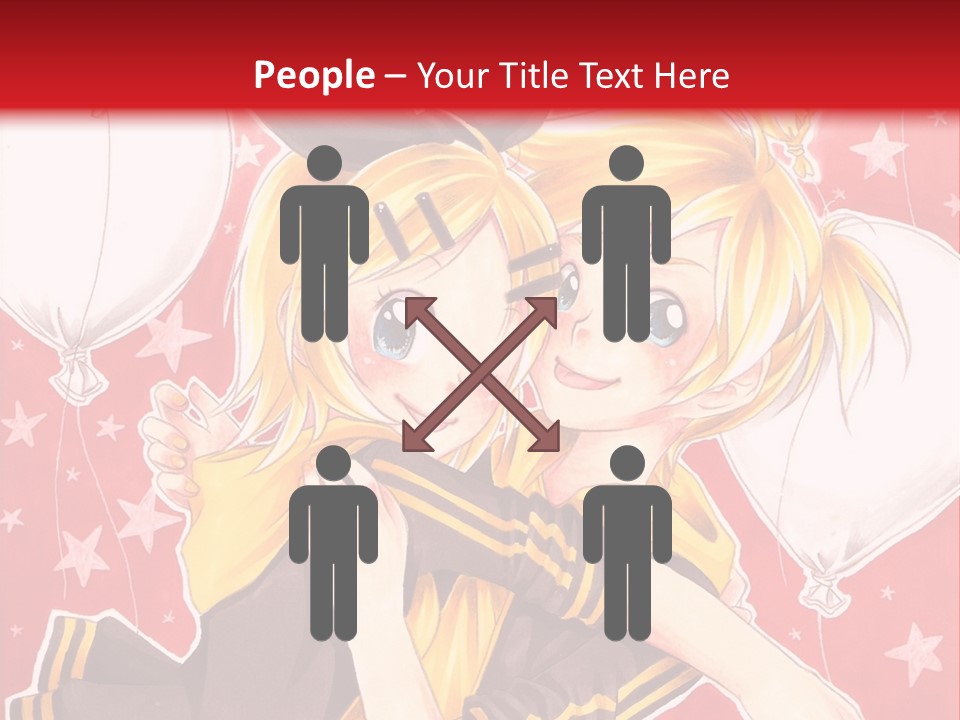 A Couple Of Anime Characters Hugging In Front Of A Red Background PowerPoint Template