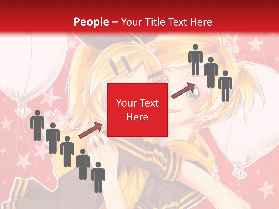 A Couple Of Anime Characters Hugging In Front Of A Red Background PowerPoint Template