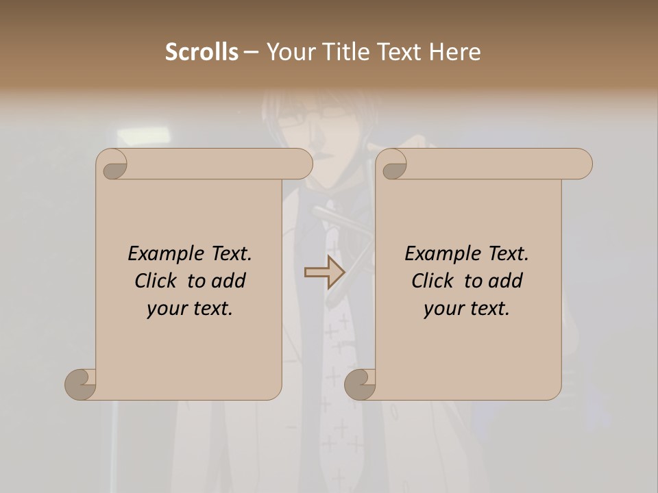 A Man Holding A Pair Of Scissors In His Hand PowerPoint Template