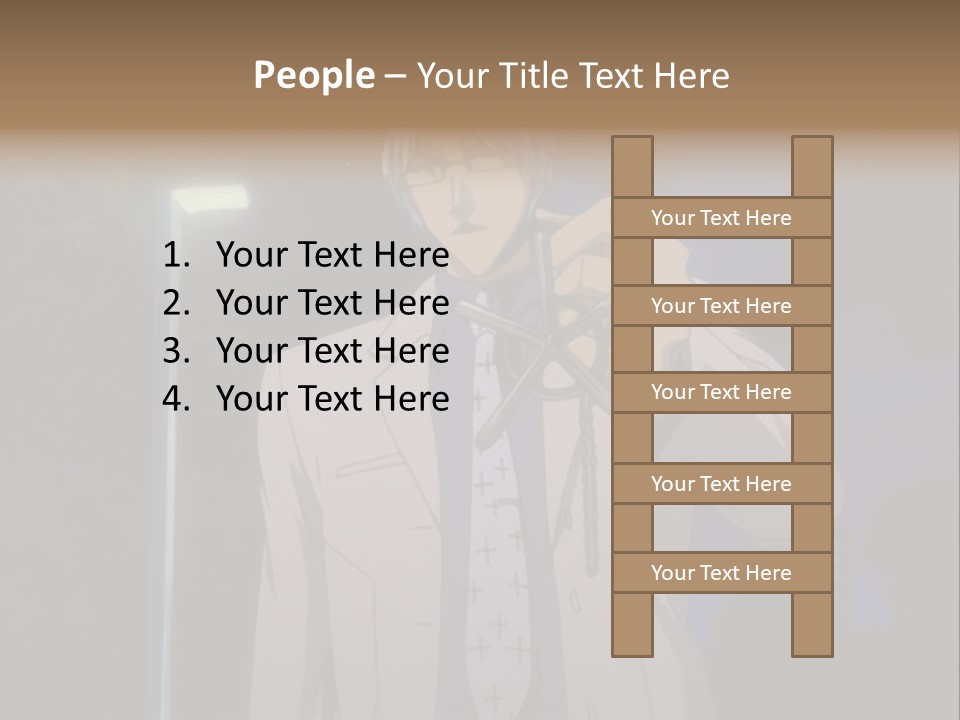 A Man Holding A Pair Of Scissors In His Hand PowerPoint Template