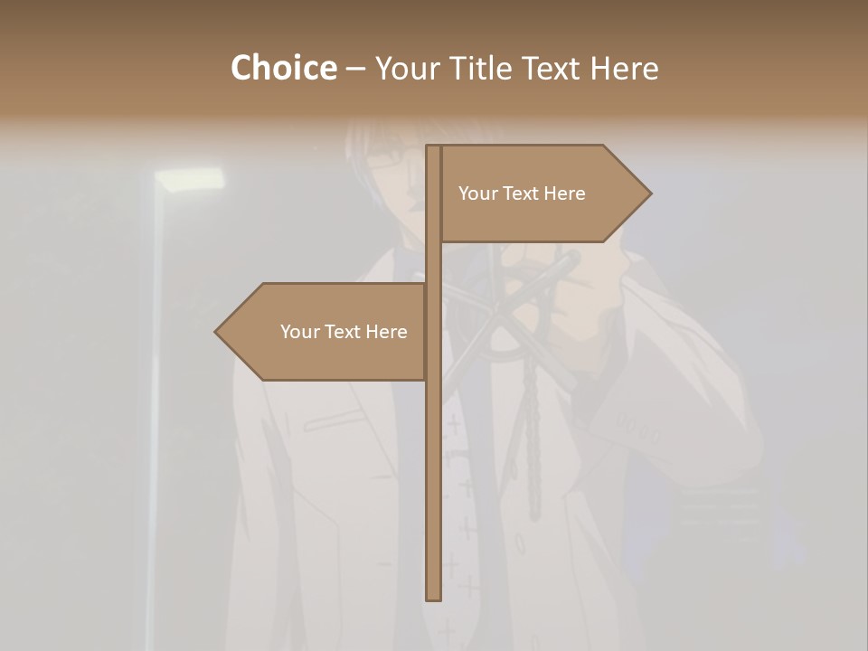 A Man Holding A Pair Of Scissors In His Hand PowerPoint Template