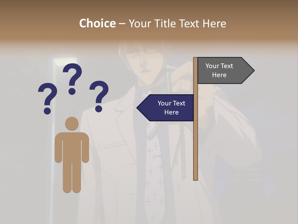 A Man Holding A Pair Of Scissors In His Hand PowerPoint Template