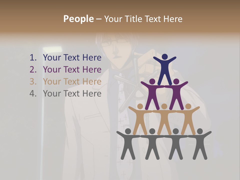 A Man Holding A Pair Of Scissors In His Hand PowerPoint Template