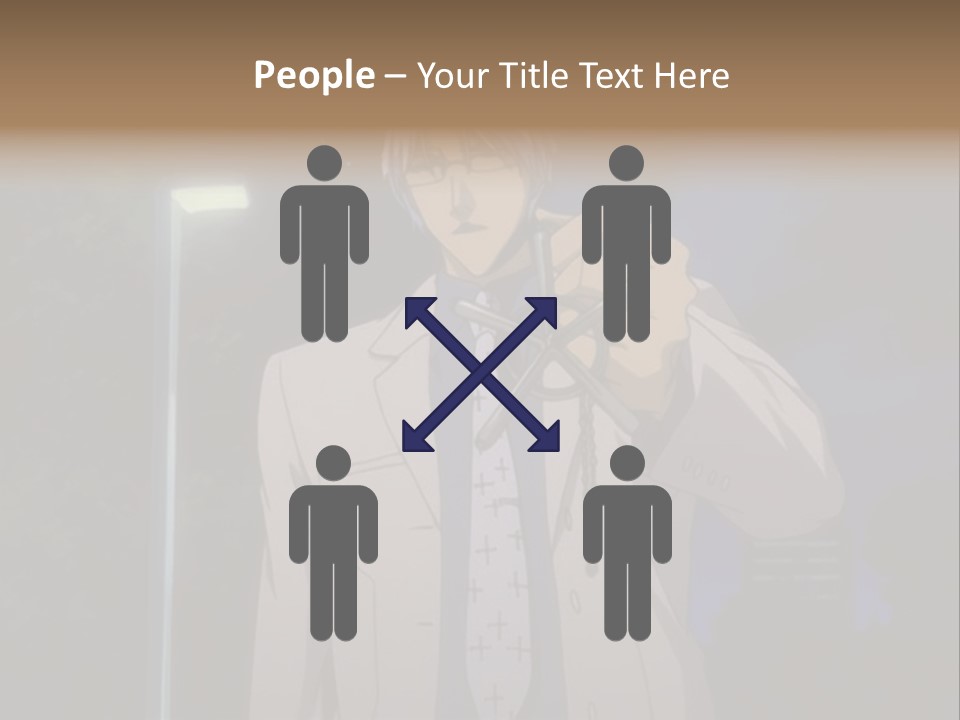 A Man Holding A Pair Of Scissors In His Hand PowerPoint Template