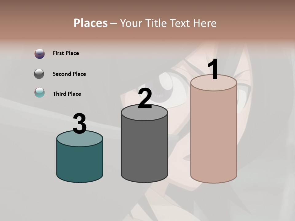 A Woman With Black Hair And Blue Eyes Is Looking At The Camera PowerPoint Template