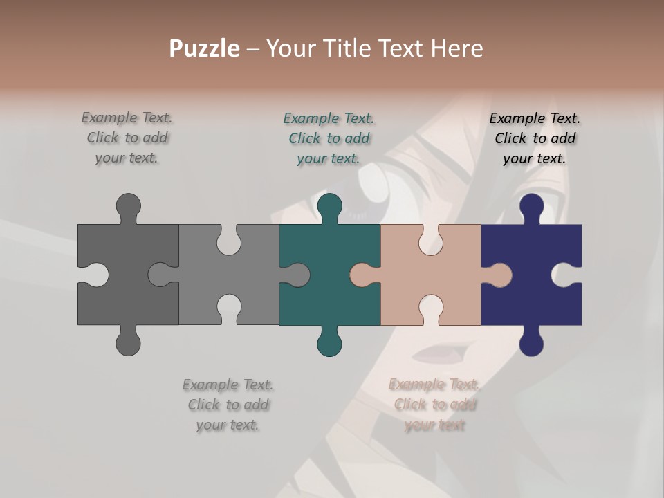 A Woman With Black Hair And Blue Eyes Is Looking At The Camera PowerPoint Template