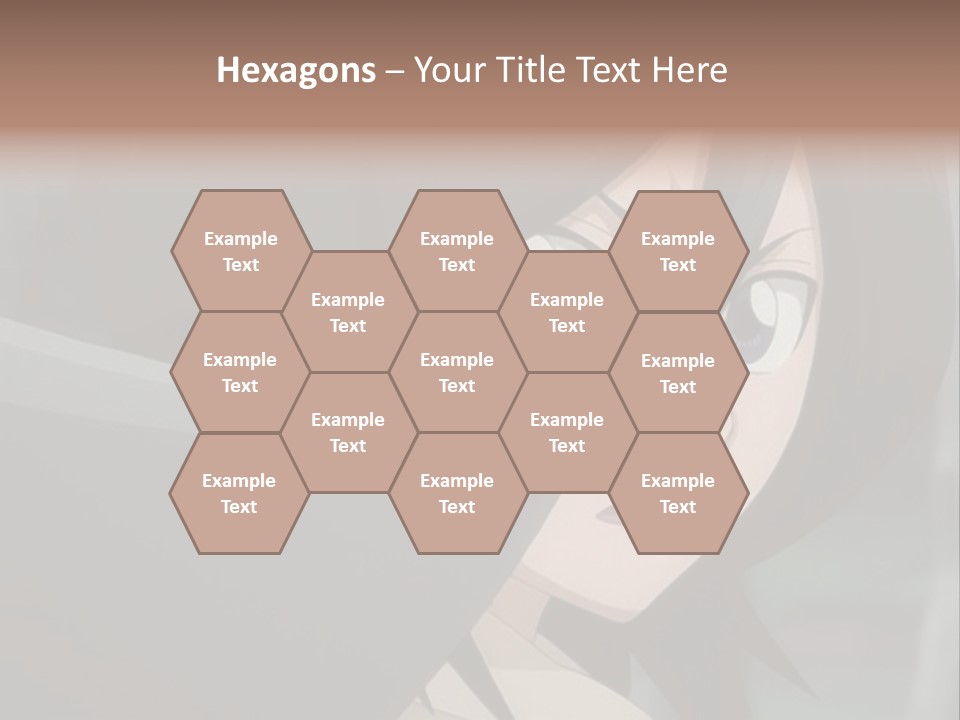 A Woman With Black Hair And Blue Eyes Is Looking At The Camera PowerPoint Template