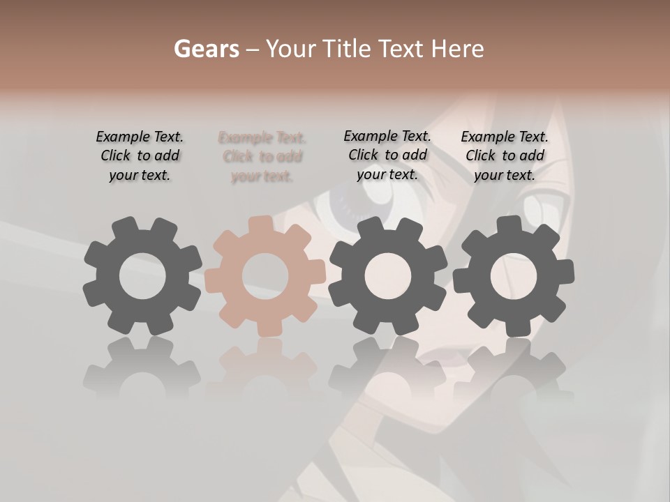 A Woman With Black Hair And Blue Eyes Is Looking At The Camera PowerPoint Template