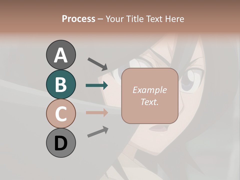 A Woman With Black Hair And Blue Eyes Is Looking At The Camera PowerPoint Template